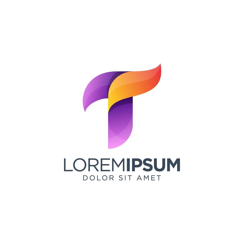 diseño de logotipo colorido letra t vector