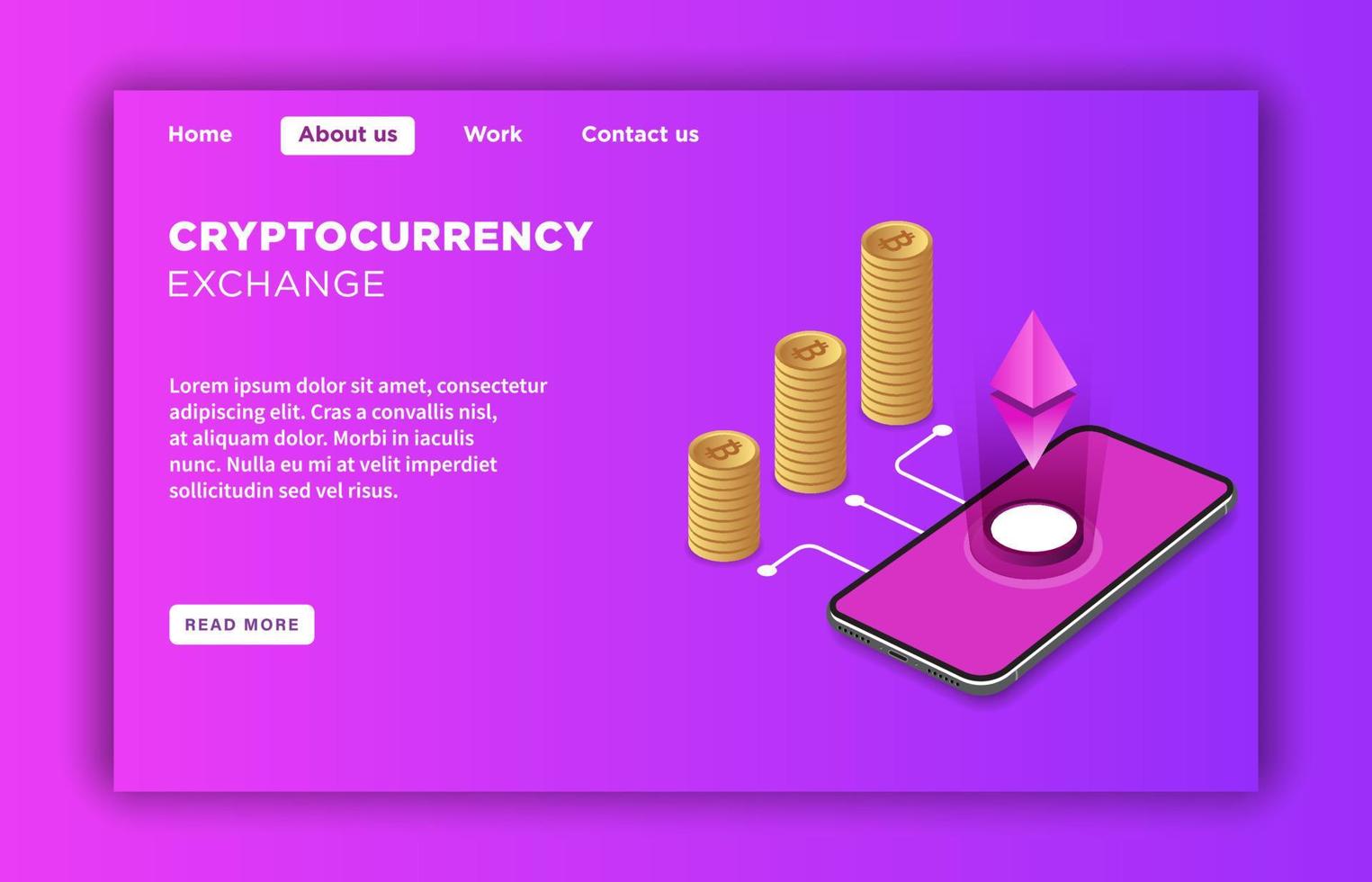 Cryptocurrency Exchange Landing Page Template vector