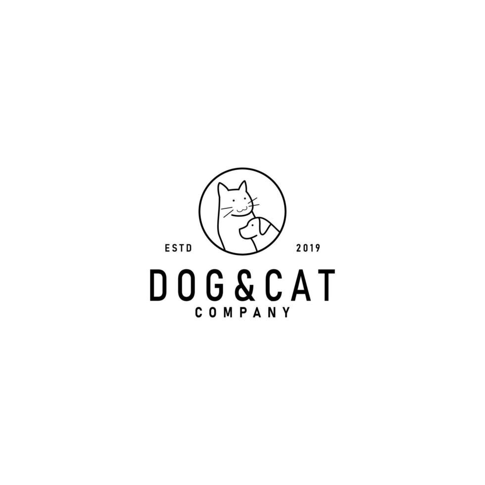 Pet Care Logo with Monoline Style vector