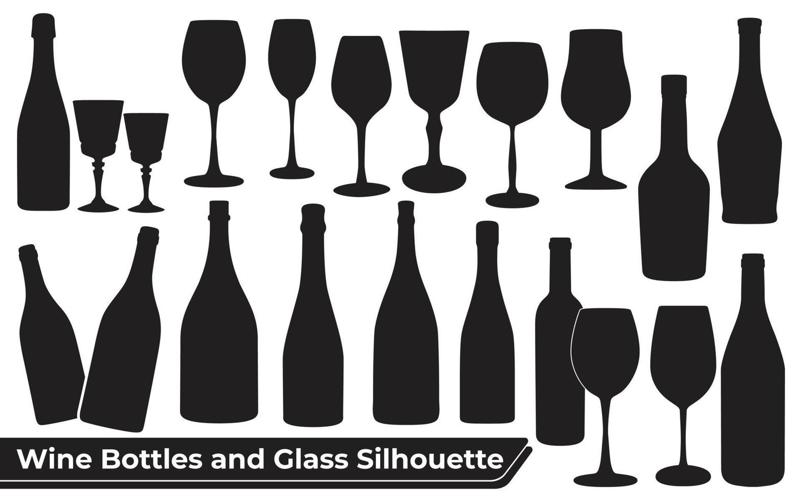 Wine Bottles and Glass Silhouette vector