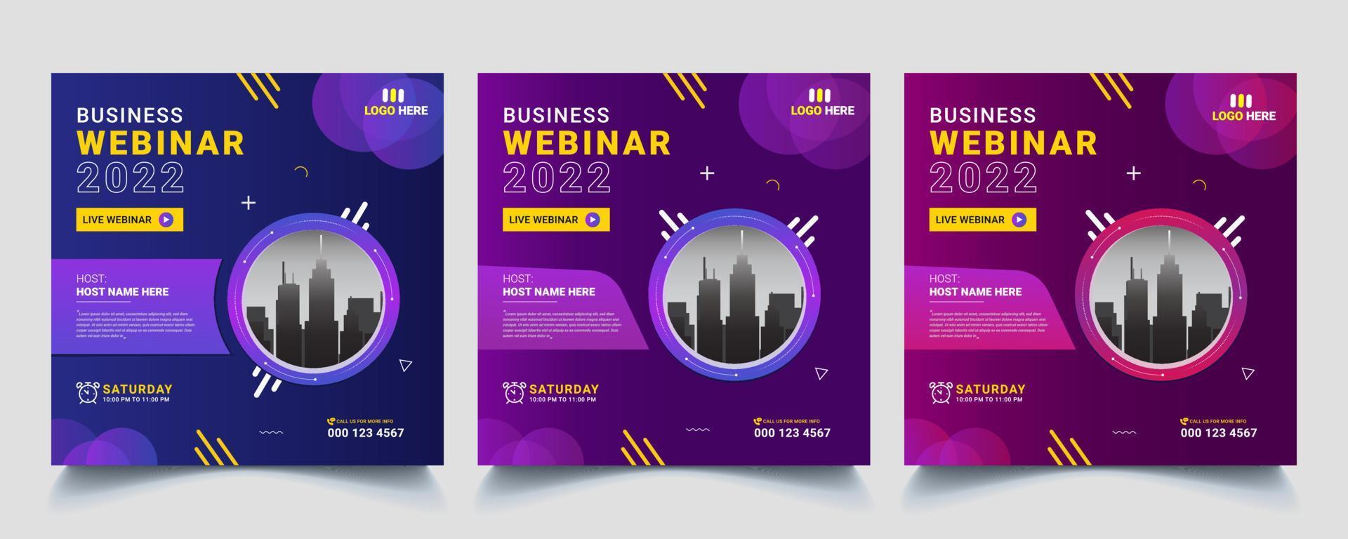 webinar social media post template concept design. Online marketing promotion banner flyer vector