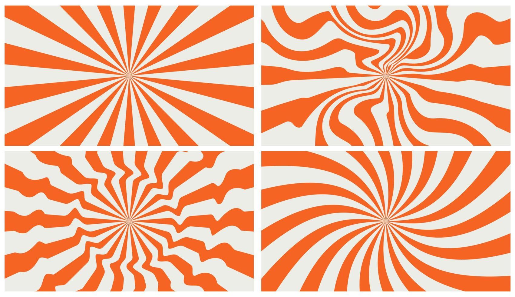 set of rainbow line backgrounds in 1970s hippie style. patterns retro vintage 70s groove. psychedelic poster background collection. vector design illustration.