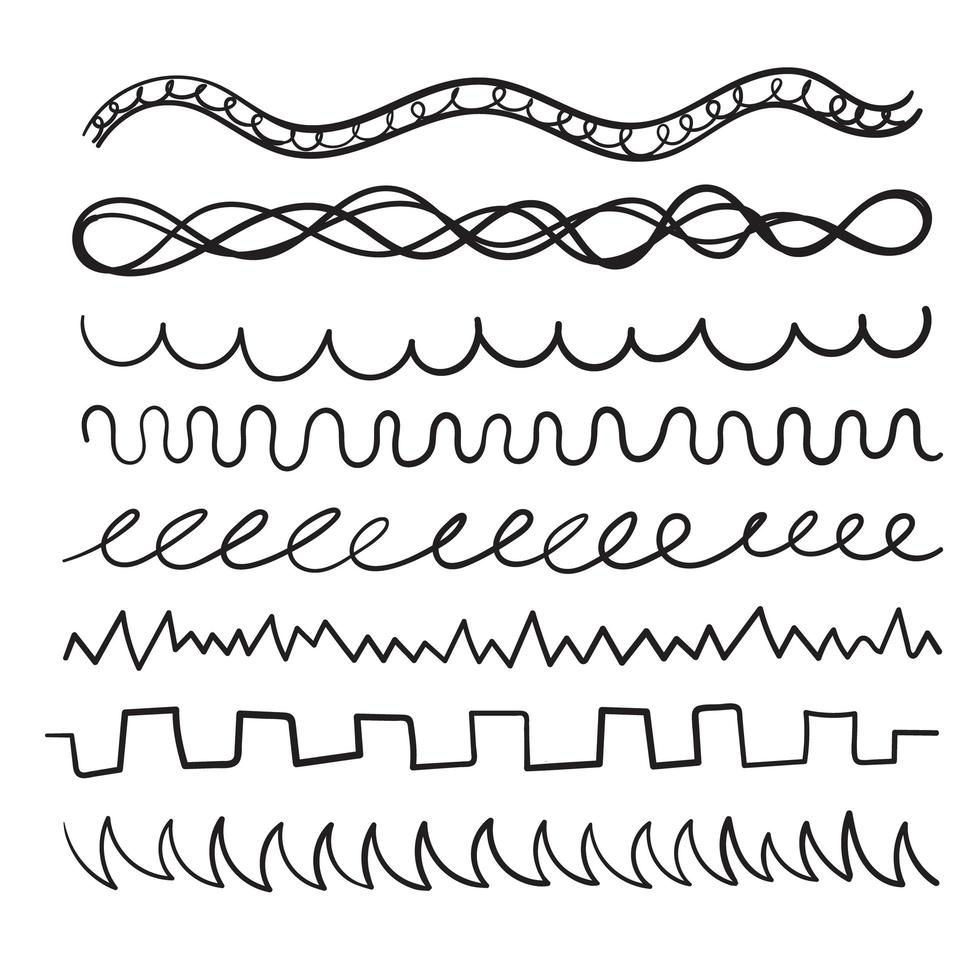 Scribbled lines and strokes in various styles and formats.Print vector