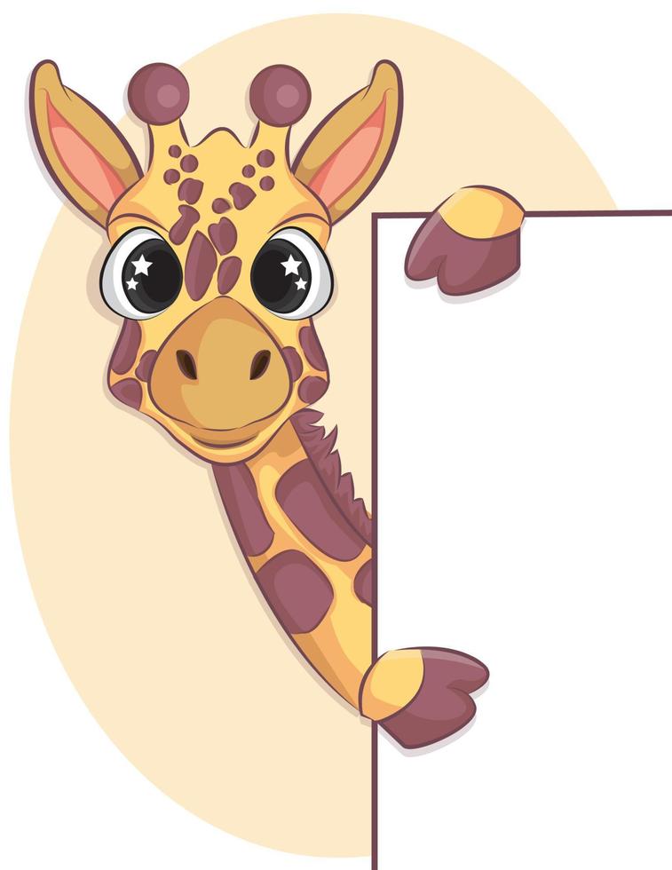 Cute cartoon trendy design little giraffe vector
