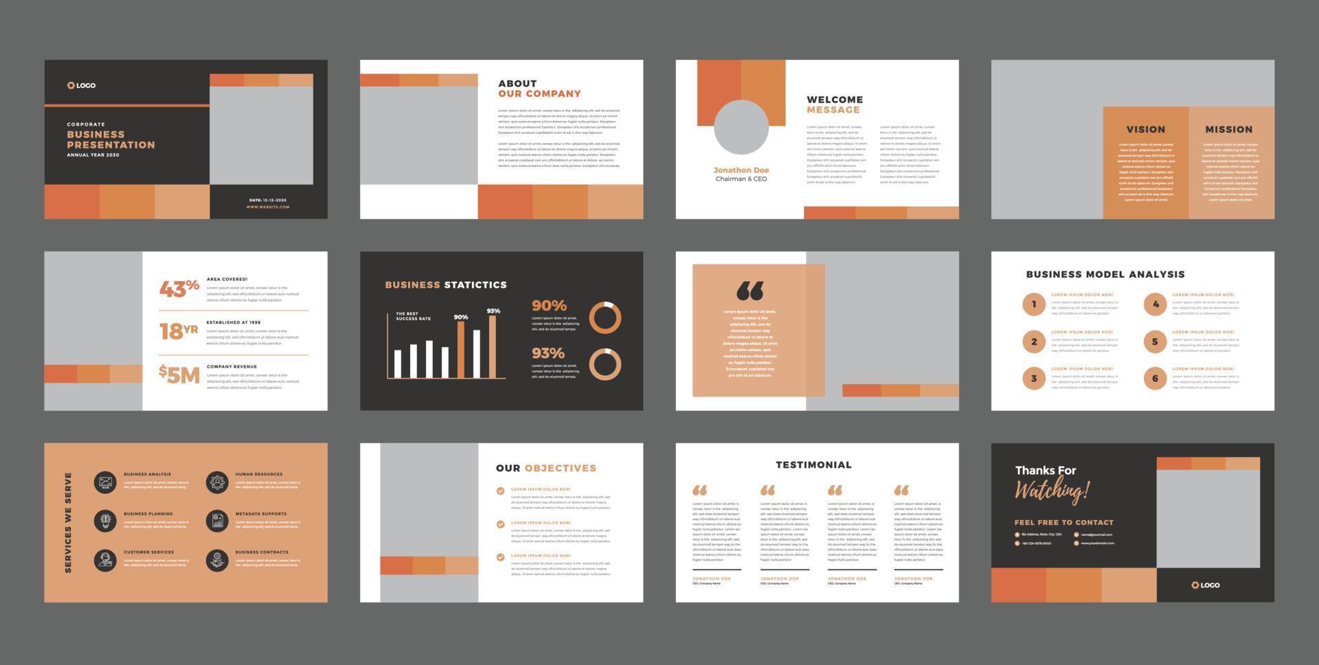 Business Presentation Brochure Guide Design or Pitch Deck Slide Template or Sales Guide Slider vector