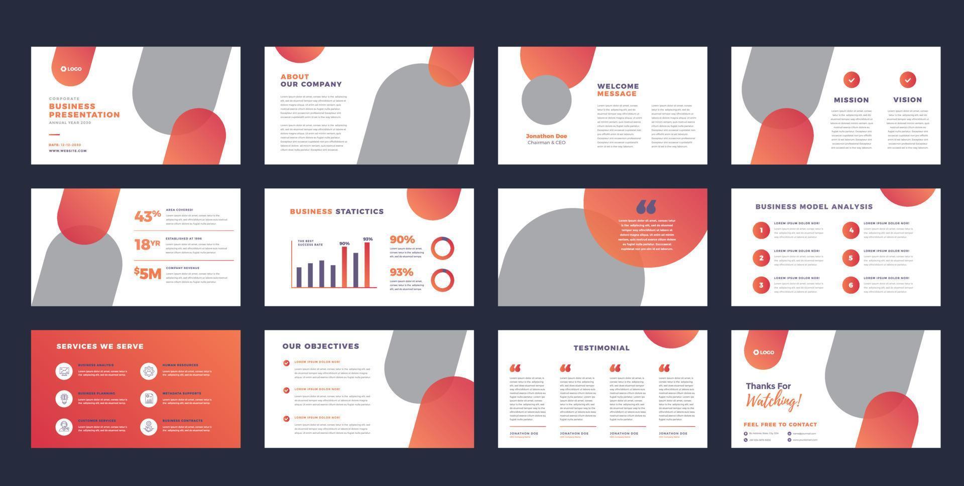 Business Presentation Brochure Guide Design or Pitch Deck Slide Template or Sales Guide Slider vector