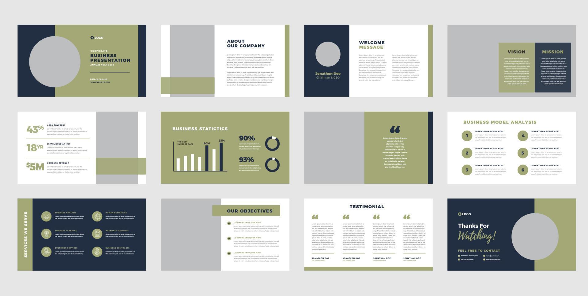 Business Presentation Brochure Guide Design or Pitch Deck Slide Template or Sales Guide Slider vector