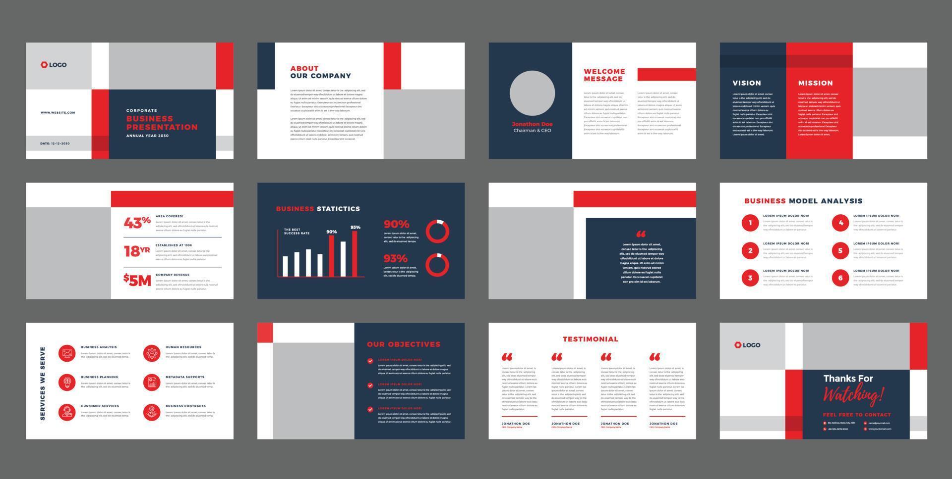 Business Presentation Brochure Guide Design or Pitch Deck Slide Template or Sales Guide Slider vector