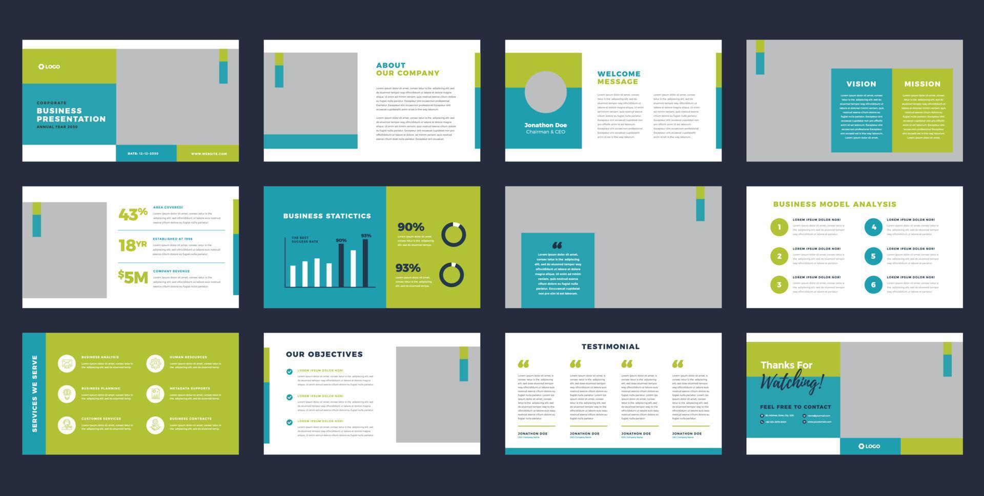 Business Presentation Brochure Guide Design or Pitch Deck Slide Template or Sales Guide Slider vector