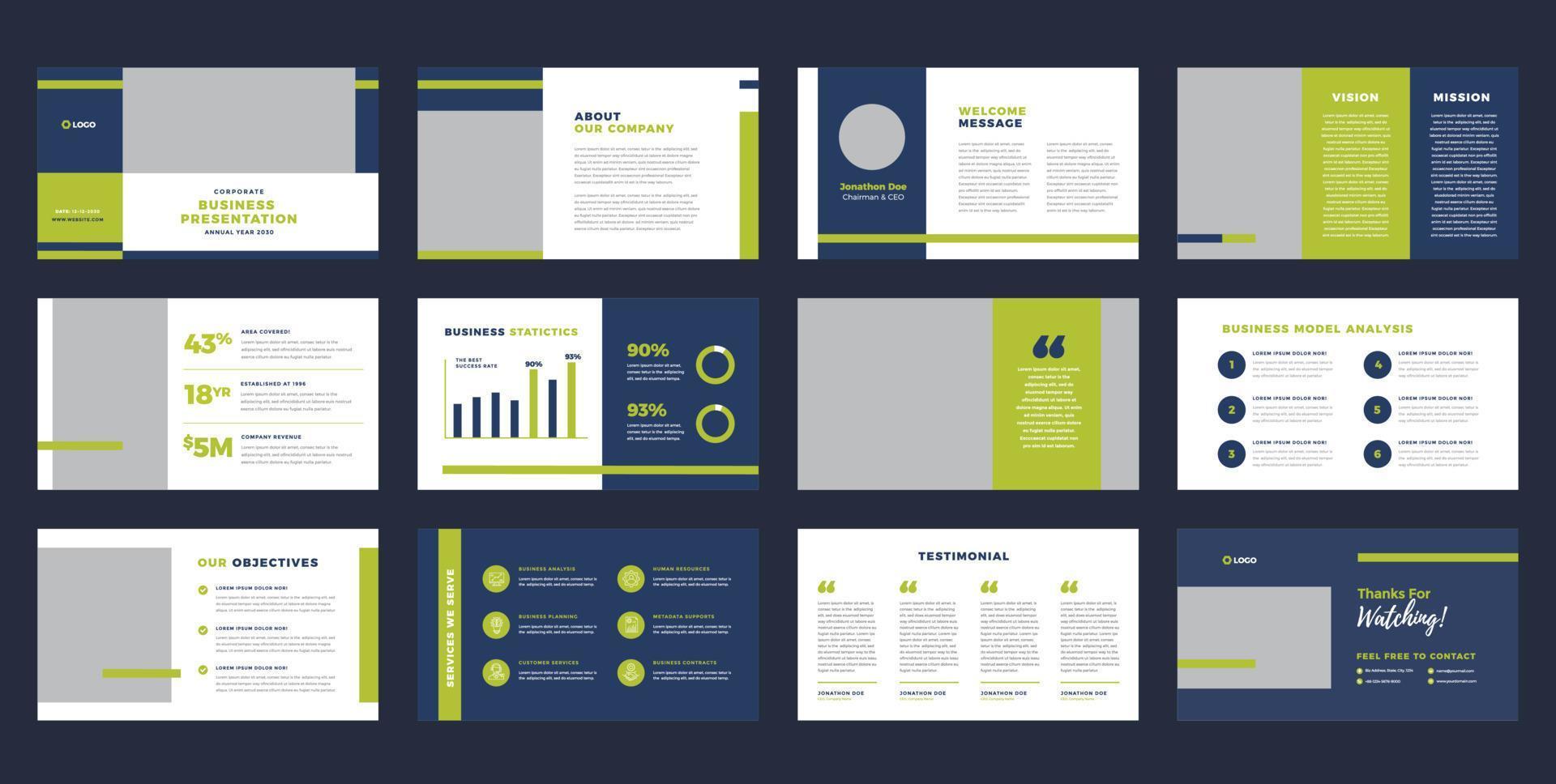 Business Presentation Brochure Guide Design or Pitch Deck Slide Template or Sales Guide Slider vector