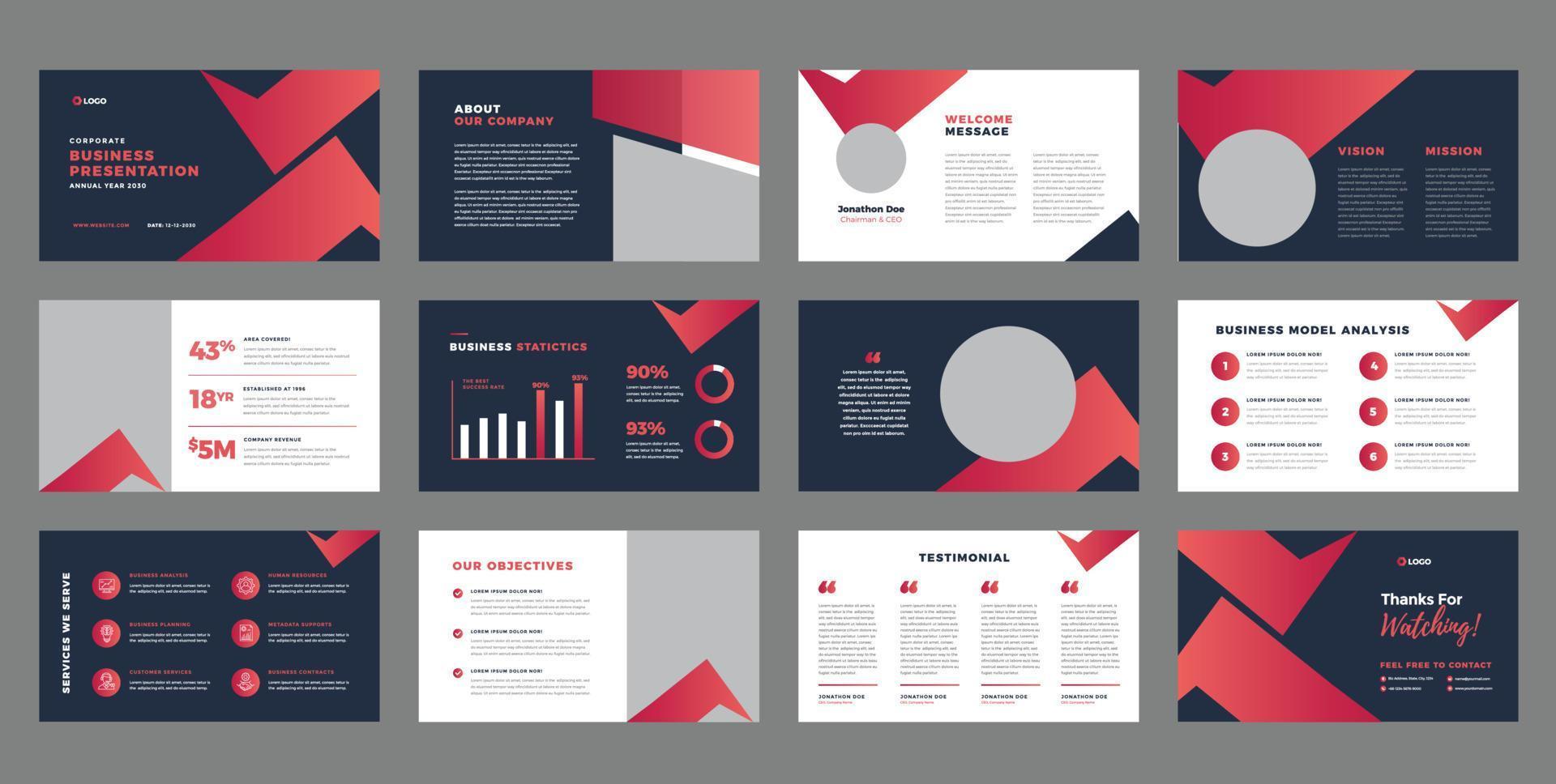 Business Presentation Brochure Guide Design or Pitch Deck Slide Template or Sales Guide Slider vector