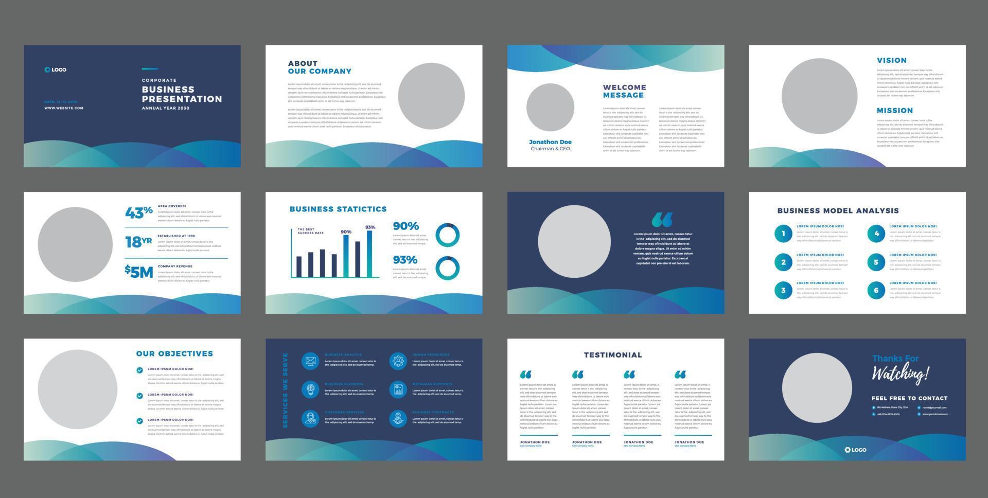 Business Presentation Brochure Guide Design or Pitch Deck Slide Template or Sales Guide Slider vector