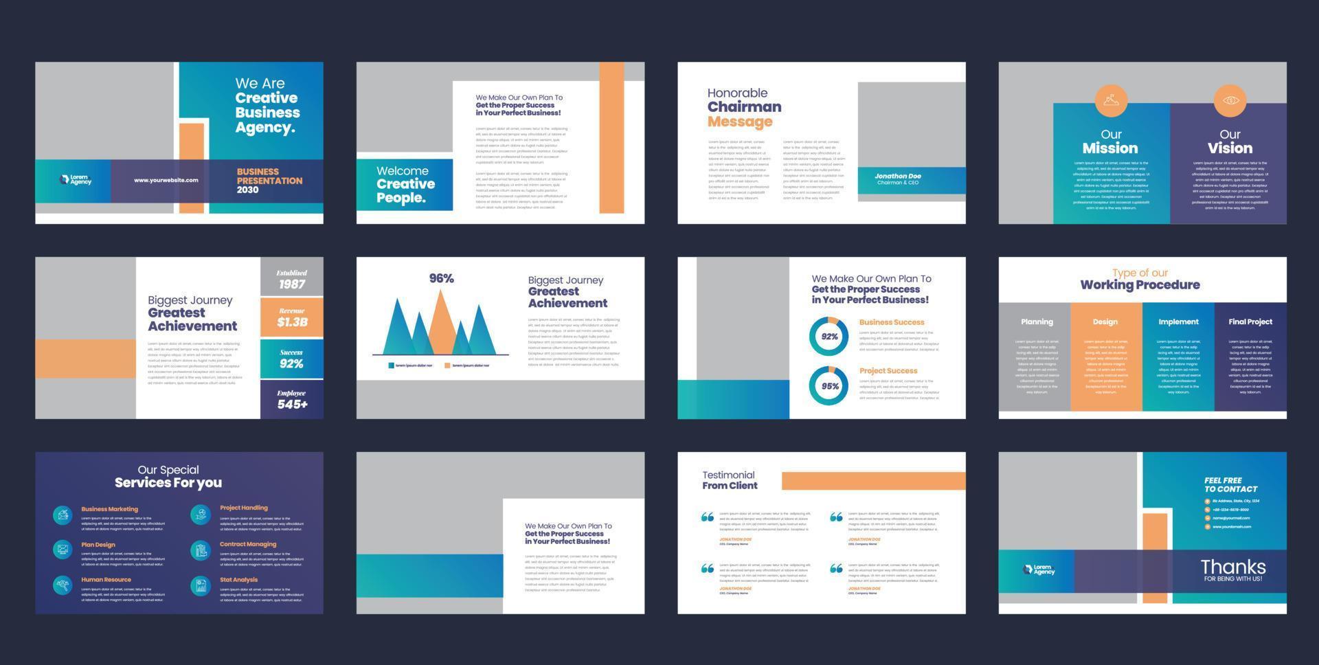 Business Presentation Brochure Guide Design or Pitch Deck Slide Template or Sales Guide Slider vector