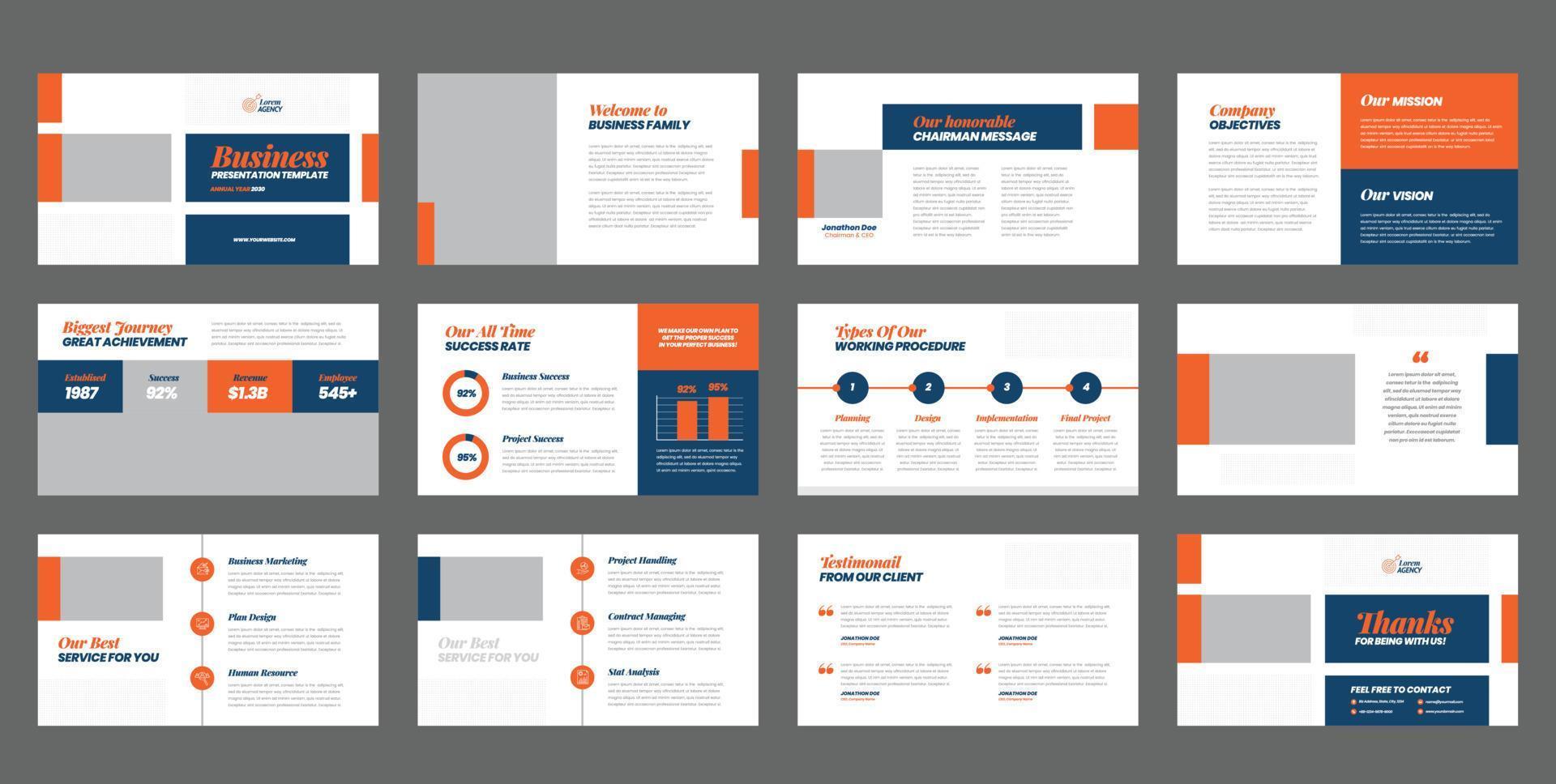 Business Presentation Brochure Guide Design or Pitch Deck Slide Template or Sales Guide Slider vector