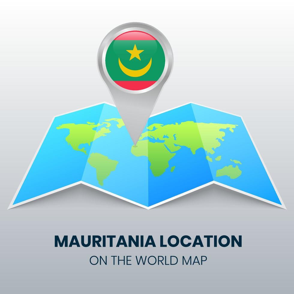 icono de ubicación de mauritania en el mapa mundial vector