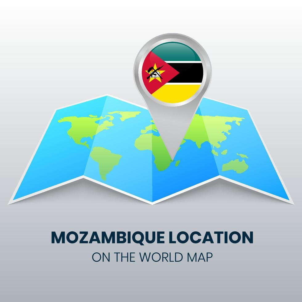 icono de ubicación de mozambique en el mapa mundial vector