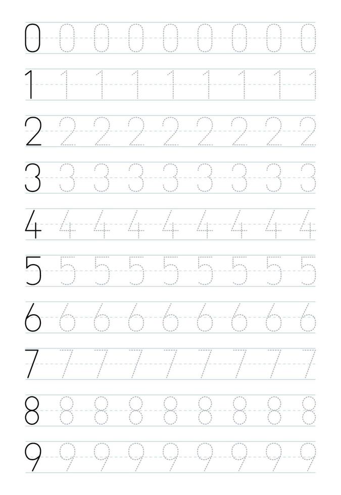 Number tracing worksheets for preschool 5217155 Vector Art at Vecteezy