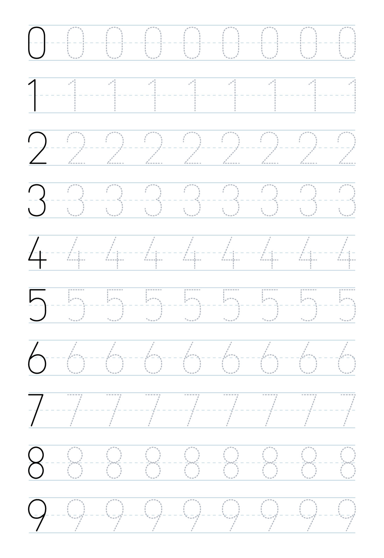 Free Number Tracing Worksheets 1 10