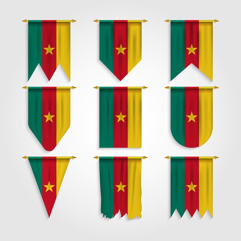 bandera de camerun en diferentes formas vector