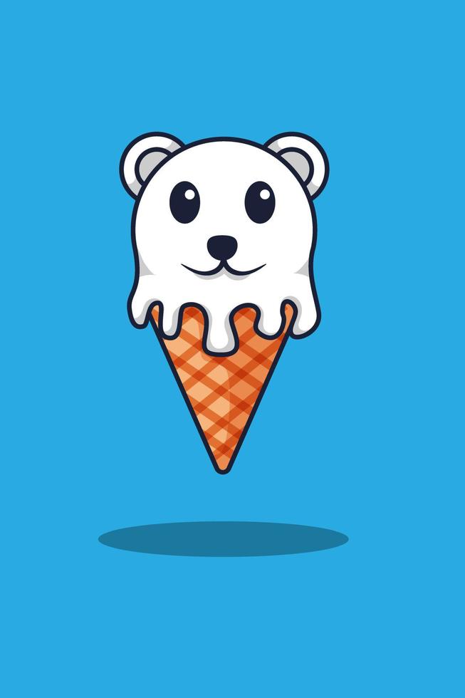 Ice cream Polar bear cartoon illustration vector