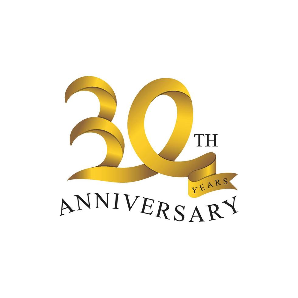 30 anniversary ribbon number gold vector