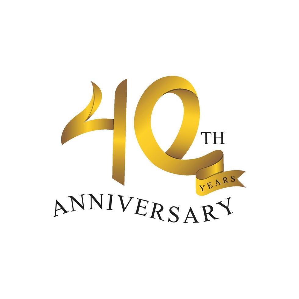 40 anniversary ribbon number gold vector