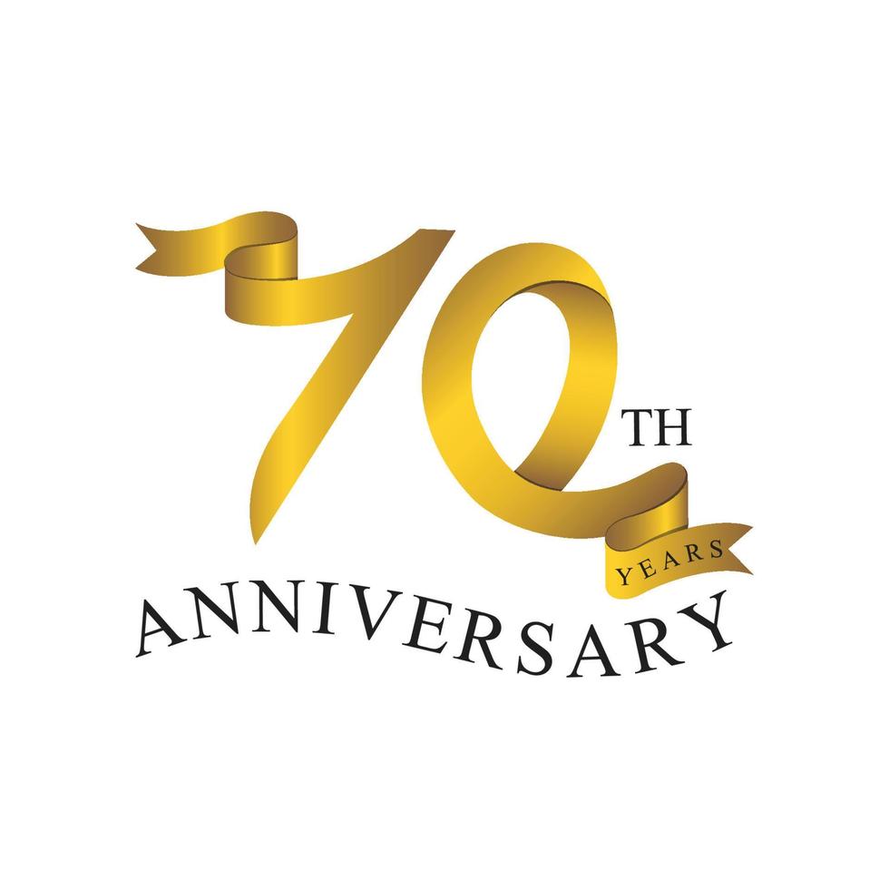 70 anniversary ribbon number gold vector