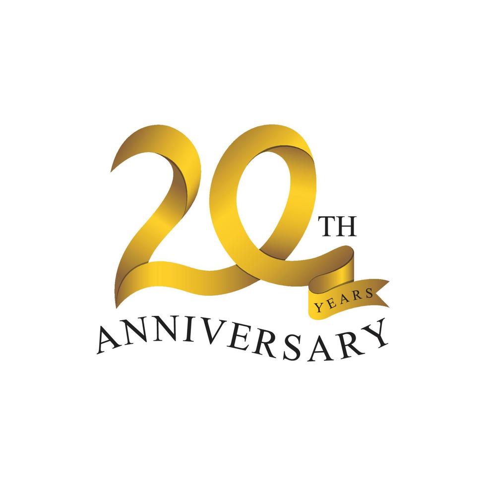 20 anniversary ribbon number gold vector
