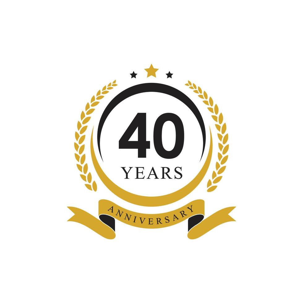 40th anniversary circle swoosh ring with laurel wreath and ribbon vector