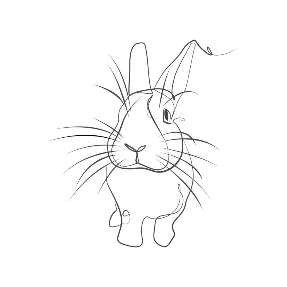 Lineart vector illustration of a rabbit