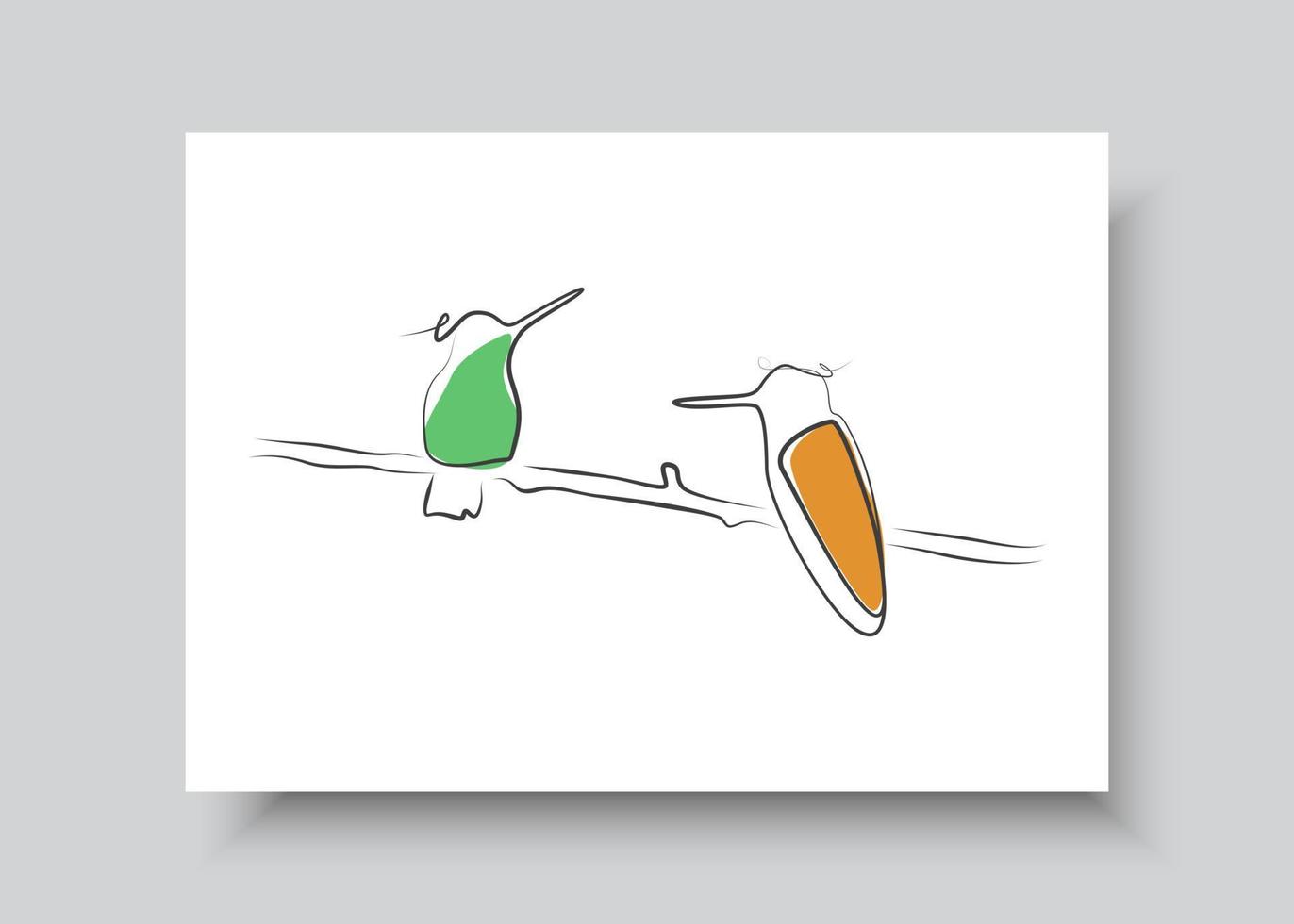 Line art of bird. Abstract hand drawn vector illustration. Abstract Plant Art design for print, home decor, cover, wallpaper, Minimal and natural wall art posters