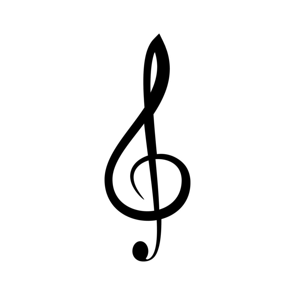 Treble clef icon black color vector illustration image flat style