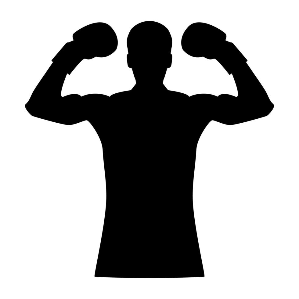 boxeador icono color negro vector ilustración imagen estilo plano
