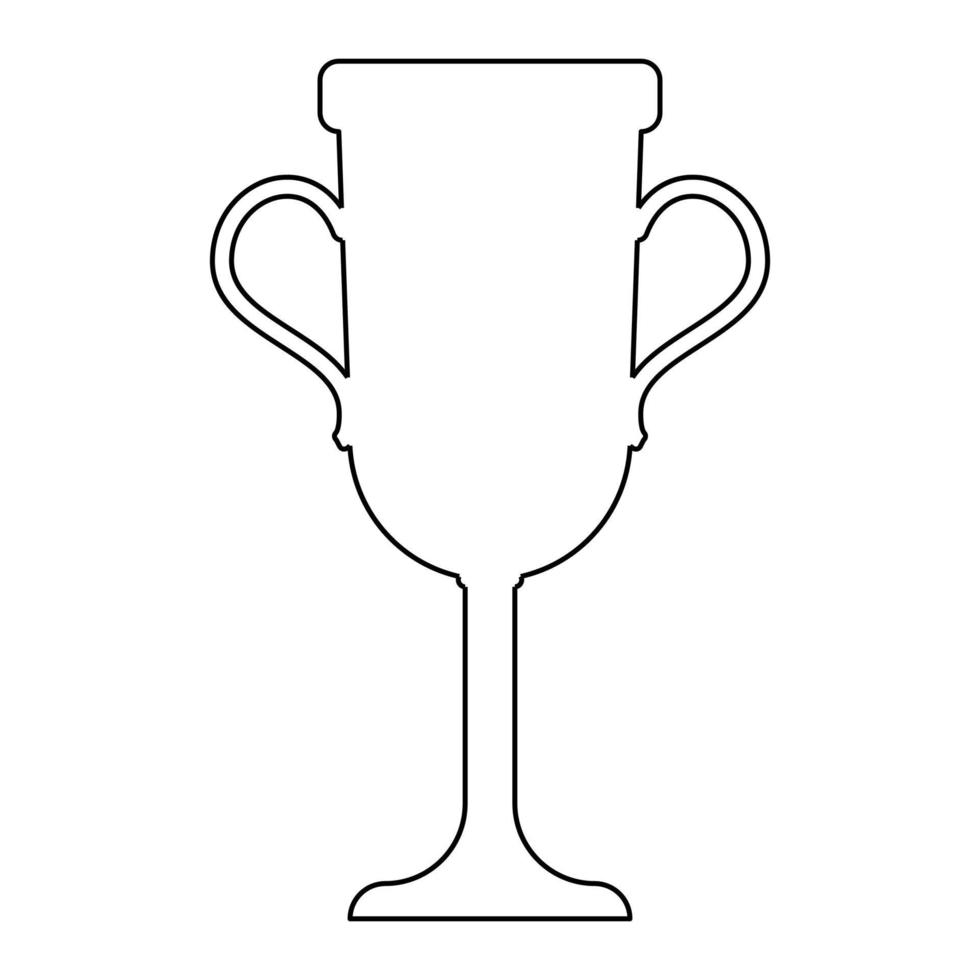Trophy cup contour outline line icon black color vector illustration image thin flat style