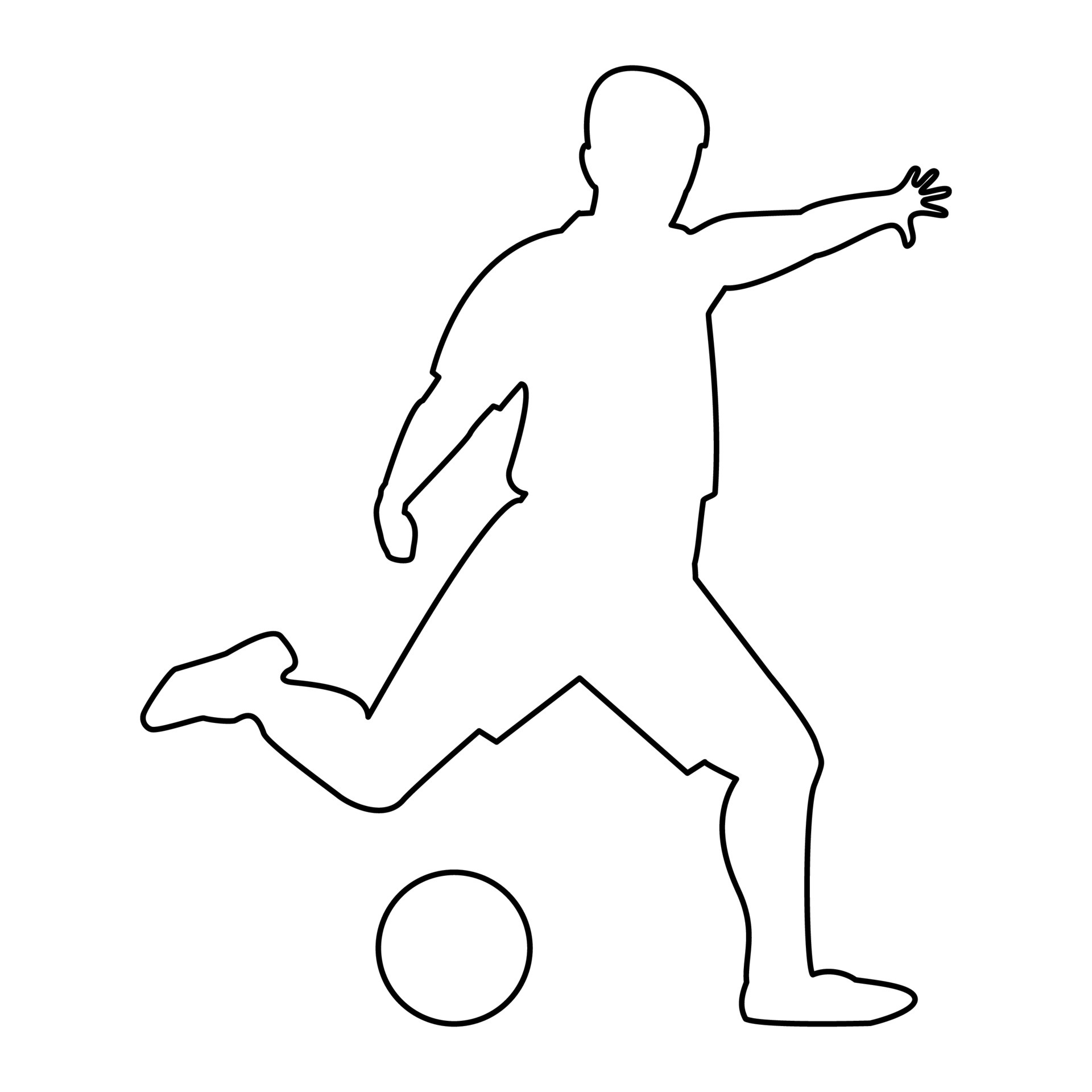 Footballer contour outline line icon black color vector illustration