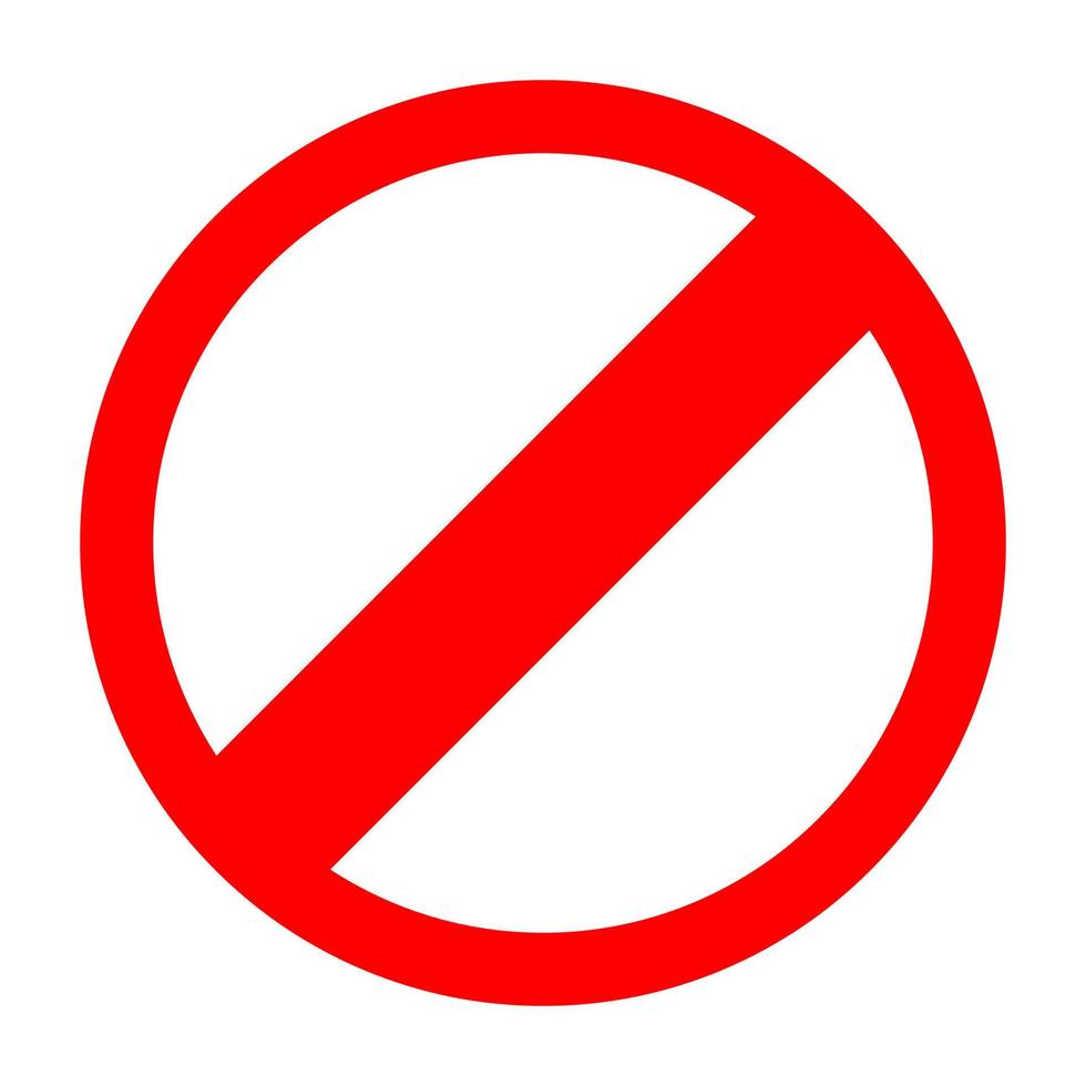 Red sign entry prohibited black icon . vector