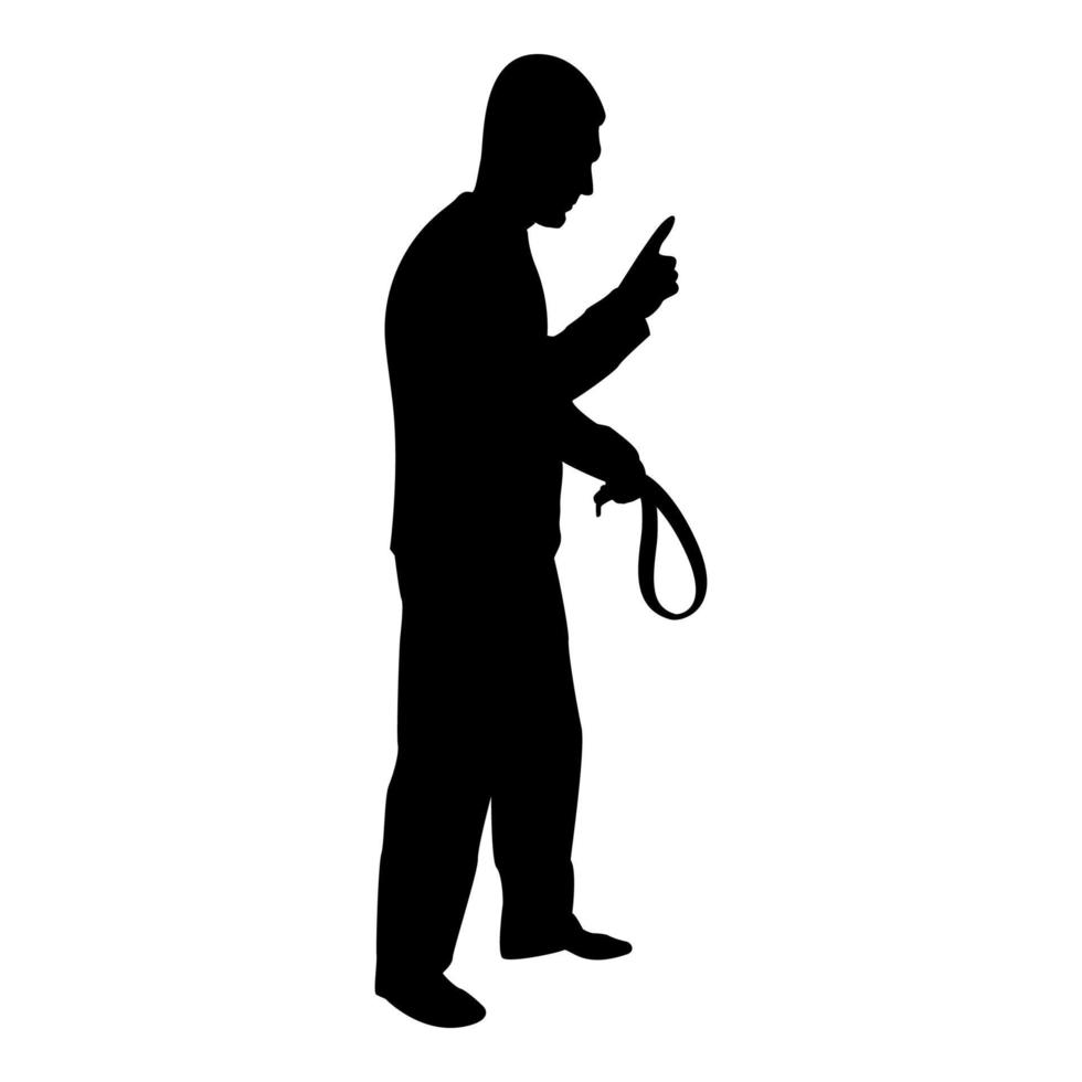 Silhouette angry man with belt in hand for vector