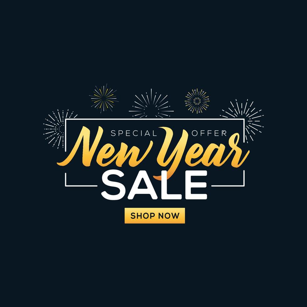 New Year sale discount banner template promotion vector