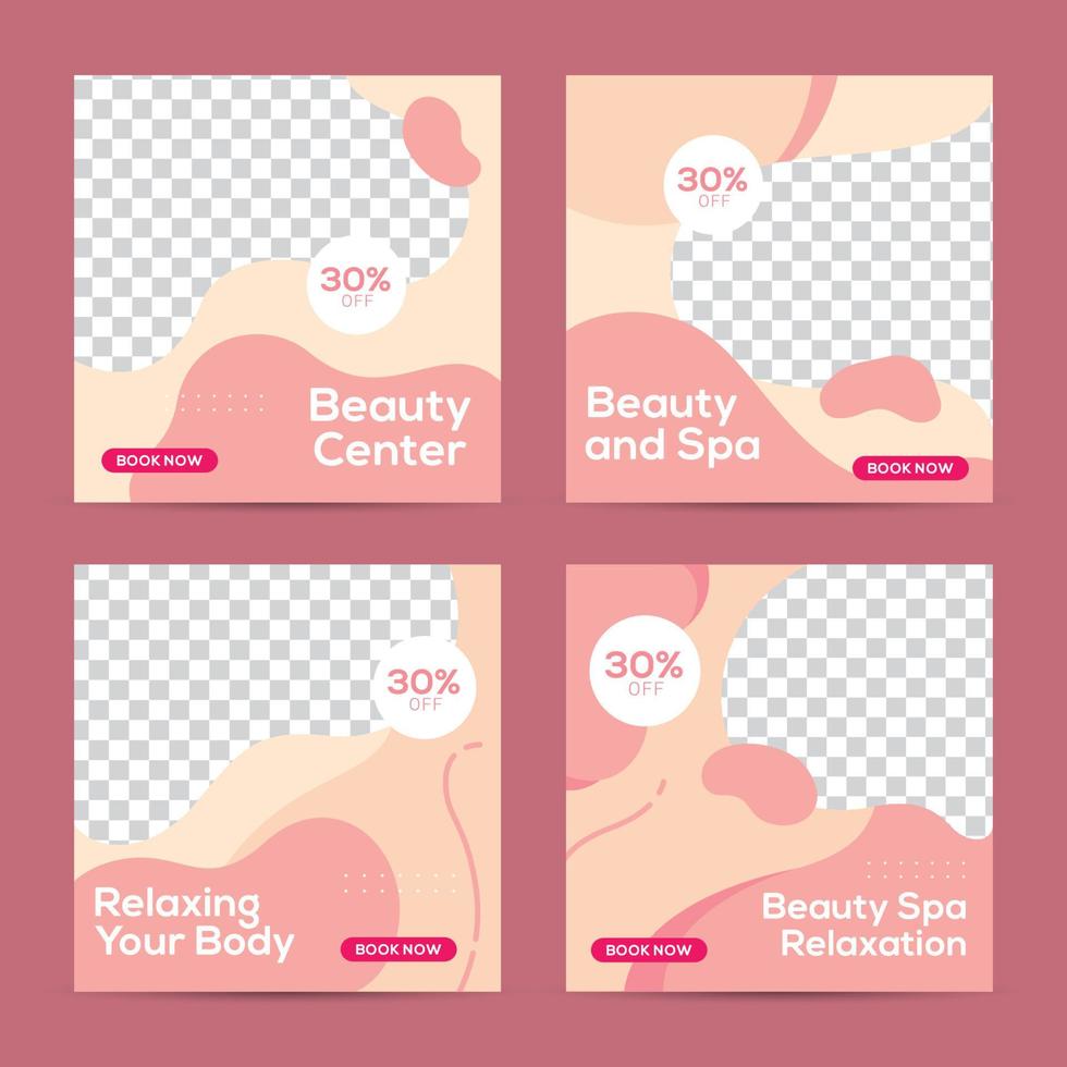 Beauty and spa social media post template design promotion vector