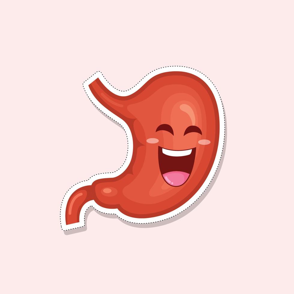 Ilustración de vector de pegatina de órganos internos humanos divertidos de estómago