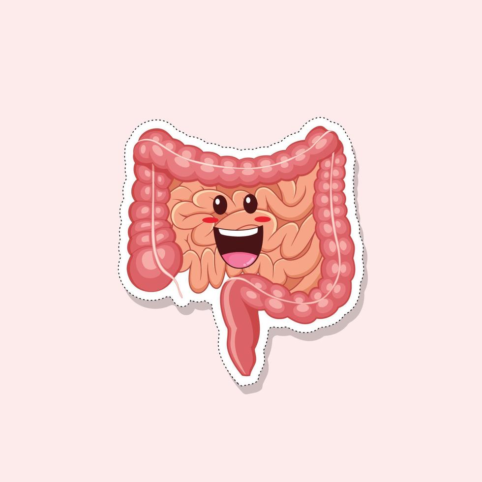 Intestines funny human internal organs sticker vector illustration