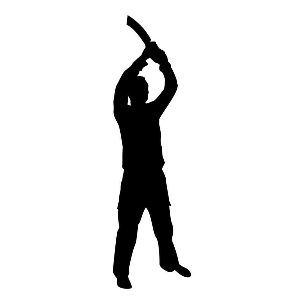 Silhouette man with sword machete from above cold vector