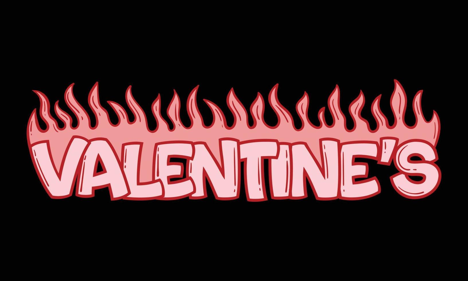 Valentine's with fire hand drawn illustration premium vector