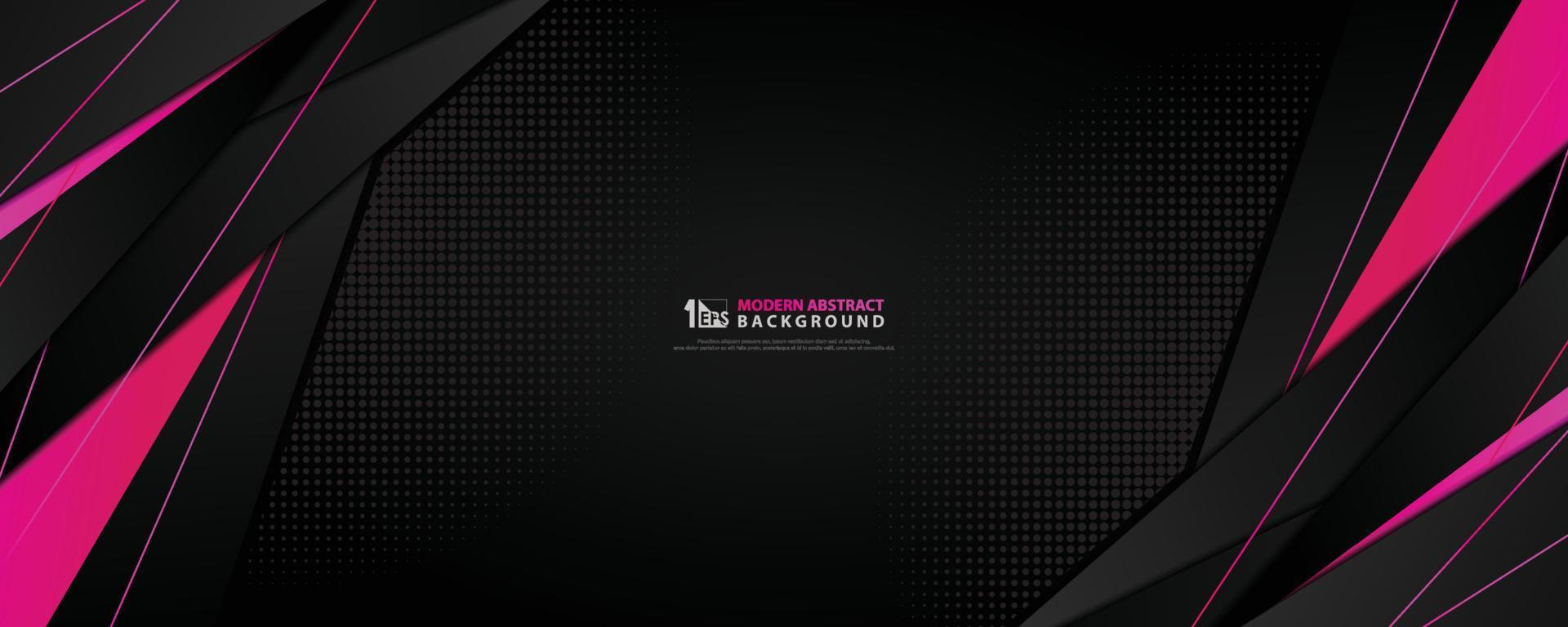 Abstract technology black wide background with gradient pink magenta