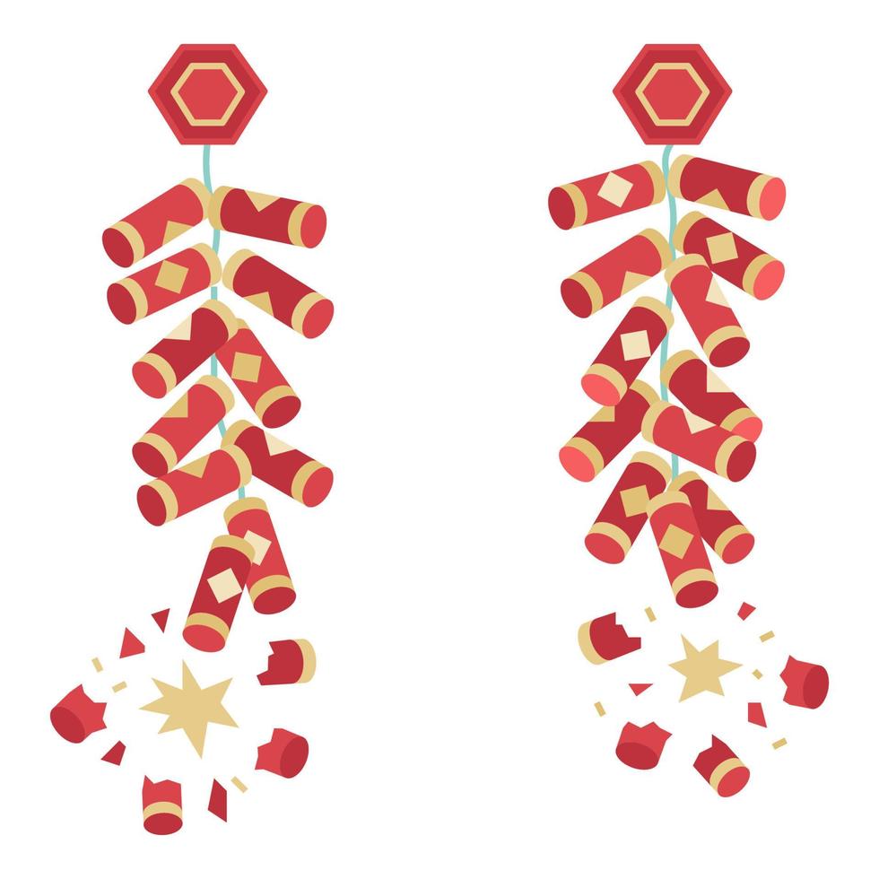 Chinsee fire crackers flat illustration vector