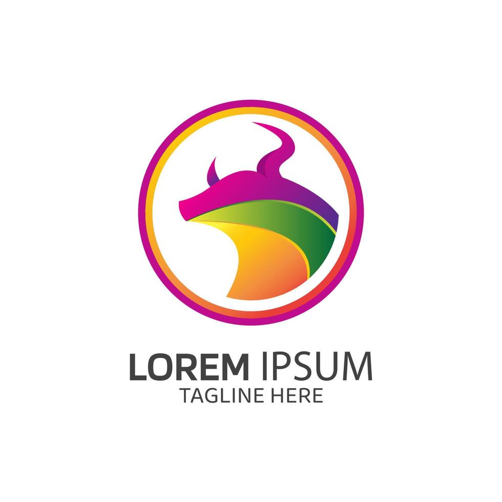 Bull logo template gradient colorful in circle. Vector illustration