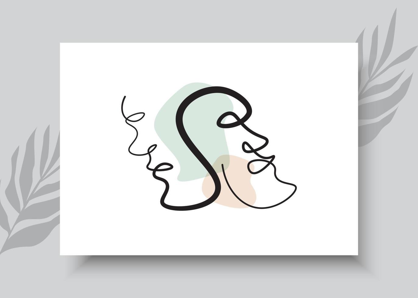 Abstract face continuous one line drawing style 05 vector