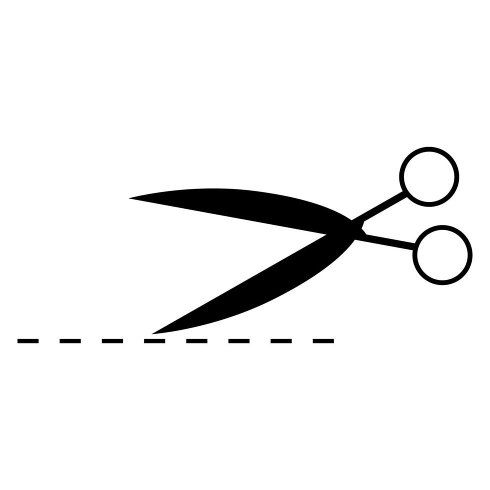 Scissor with cut line icon black color vector illustration image flat style