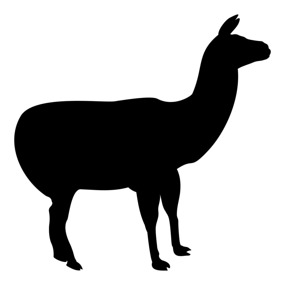 silueta alpaca llama lama guanaco color negro vector