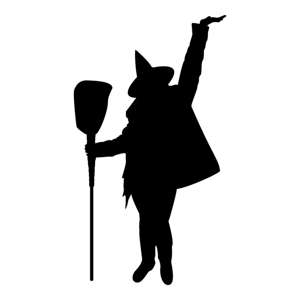 Silhouette fairy wizard witch standing with broom vector